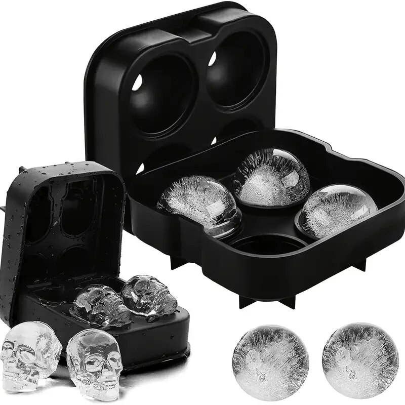 Silicone 3D Ball ,Skull, Diamond-Shaped Ice Mold ,Reusable Ice Cube Mold Ice Cube Trays,Easy Release,For , Paty Supplies