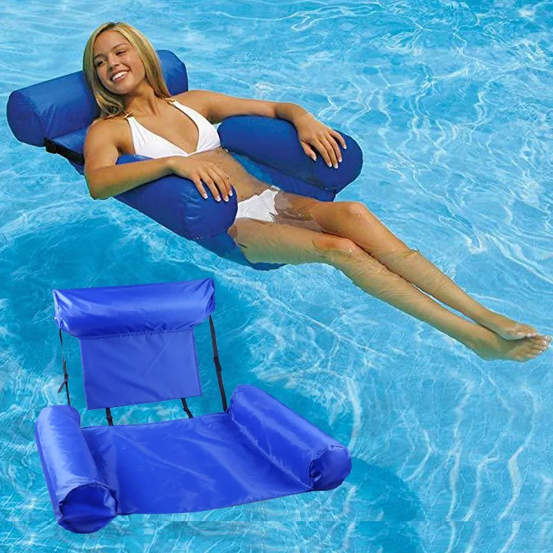 1PCS Eco-Friendly PVC Inflatable Reclining Chair with Adjustable Folding Backrest for Outdoor Pool Float Bed Summer Relaxation