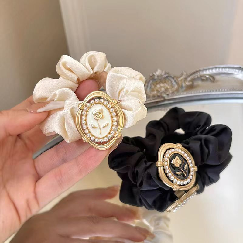 1/2pcs French ins simple satin bow hair ring rose hairband temperament versatile bun head accessory