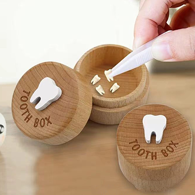1Pcs Durable Collecting Teeth High Quality Baby Tooth Box Save Wooden Milk Teeth Organizer With Lid