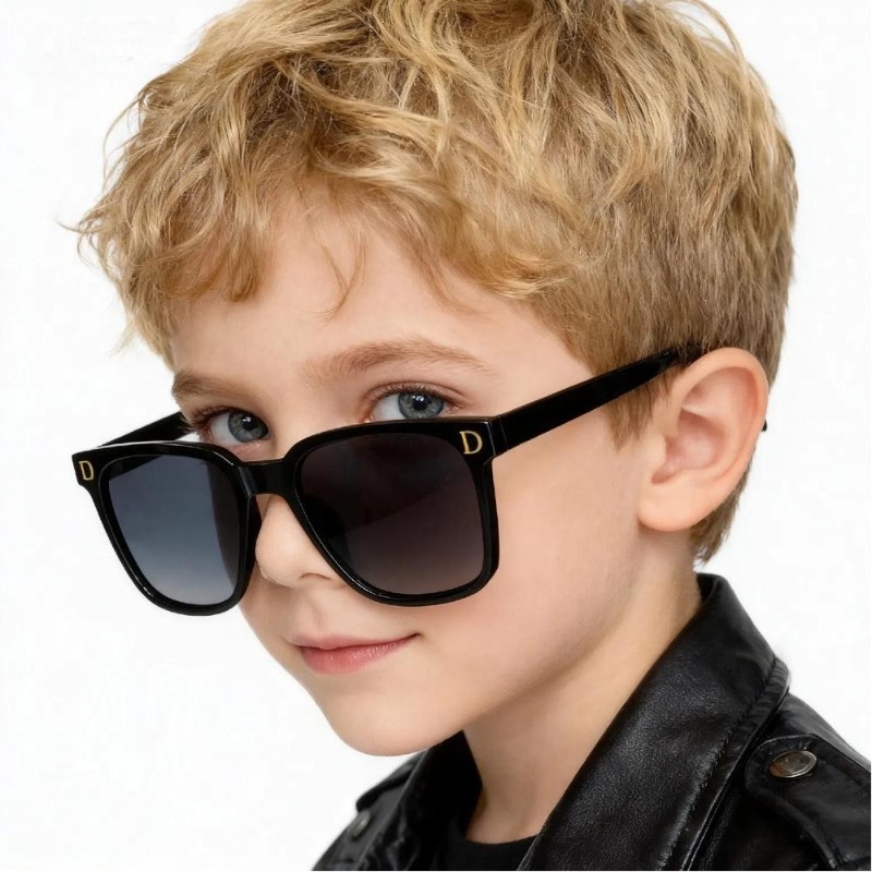 2pcs Fashion Outdoor Sunglasses Square Frame UV 400 Travel Goggle Foldable Sunglasses for Toddler Boys and Girls