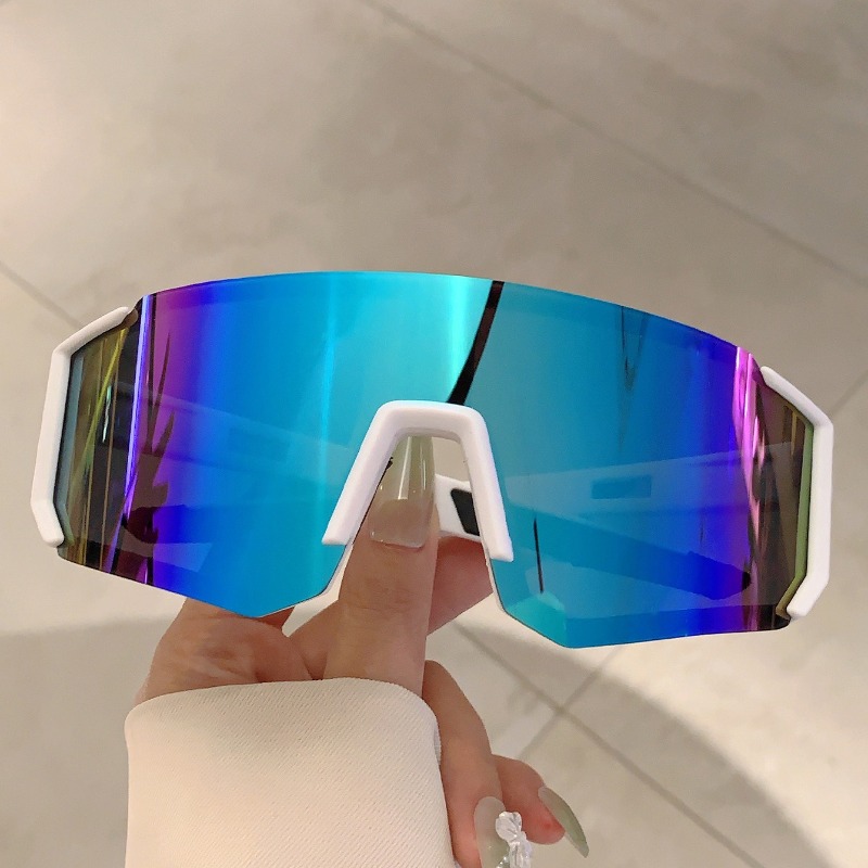 New Integrated Large Frame Colorful Bicycle Riding Sunglasses, Outdoor Sports Hiking Skiing Windproof Sunglasses