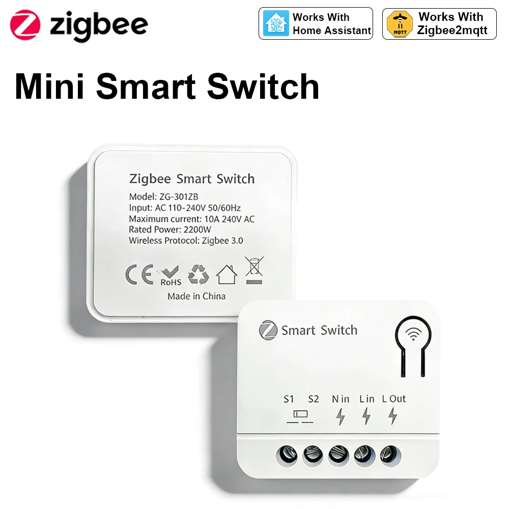 Mini Wifi or Zigbee Switch DIY 2-way Control Breaker Timing Relay Smart Home Work With Tuya Smart Life Alexa Alice Home