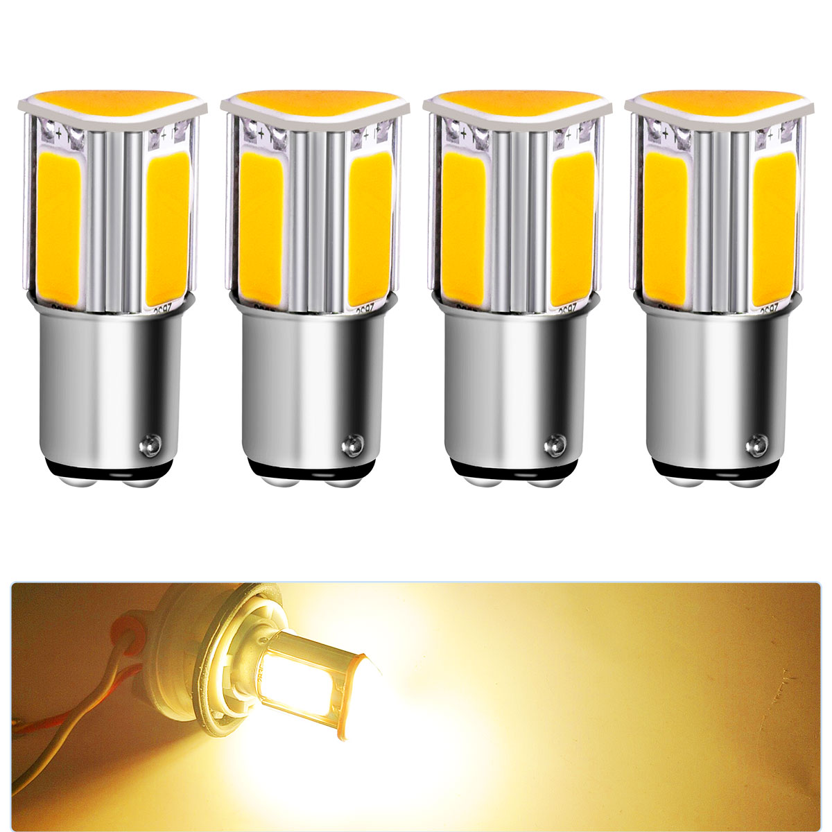 4PCS BA15S BAY15D LED Car Brake Reverse Light Bulbs 1156 P21W S25 G18 1157 P21/7W 12V For Automotive Stop Turn Signals Lights