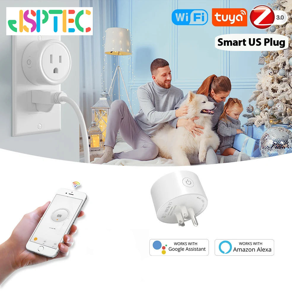 Tuya Zigbee Smart Socket US Plug 10A Timing Function Smart Life App WiFi Outlets Works With Alexa