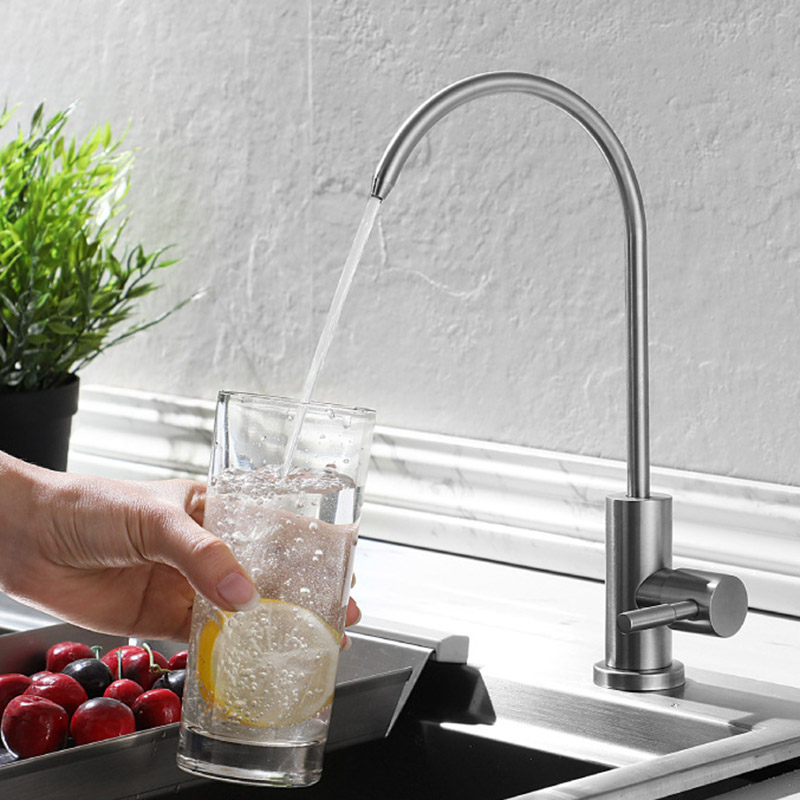 Kitchen Faucet 304 Stainless Steel Water Direct Drinking Pure Water Dispenser Rotatable Sit-stand 4 Points Single Cold Faucet pen gpt