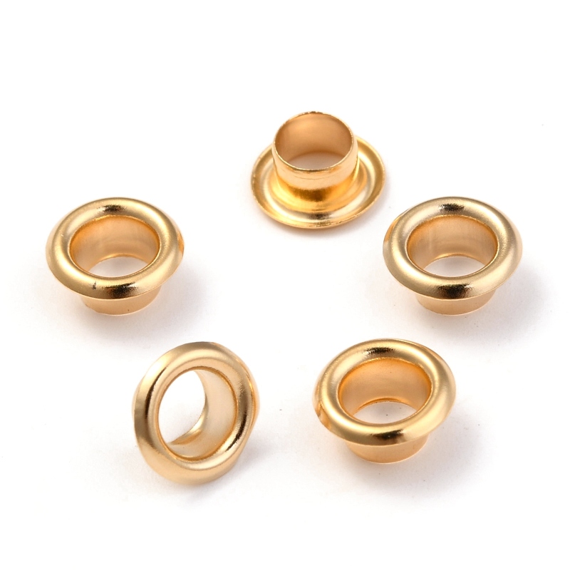 5 pc European Style 201 Stainless Steel Eyelet Core Grommet for Large Hole Beads Flat Round Golden 8x4mm Hole: 4.5mm