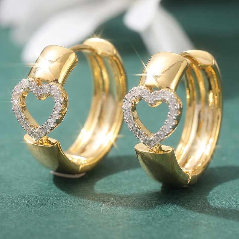 New Design Navel Belly Button Inlay Zircon Heart Pattern Earrings For Women Cute Simple Fine Jewelry Valentine's