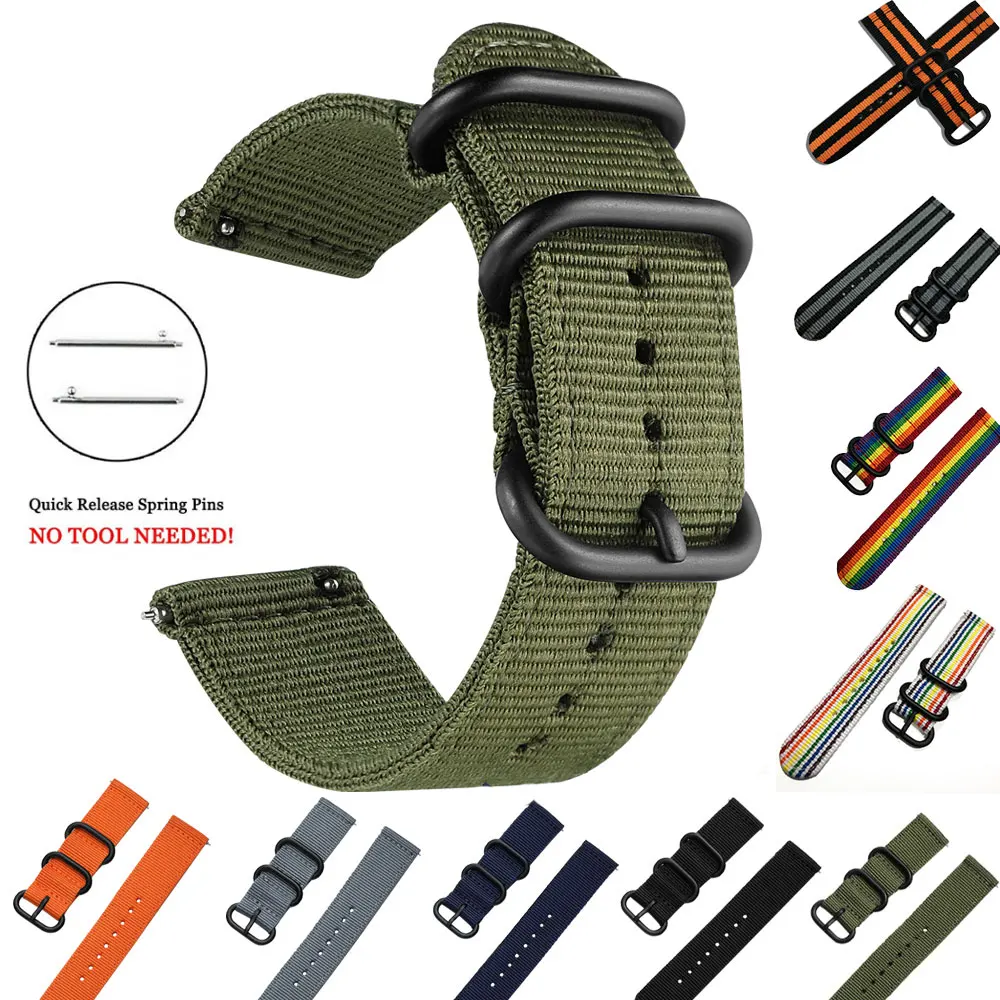 18mm 20mm 22mm 24mm watch Nylon strap For Samsung Galaxy watch 3 4 5 pro 46mm 42mm Active2 Amazfit Bip S3 frontier Sports band