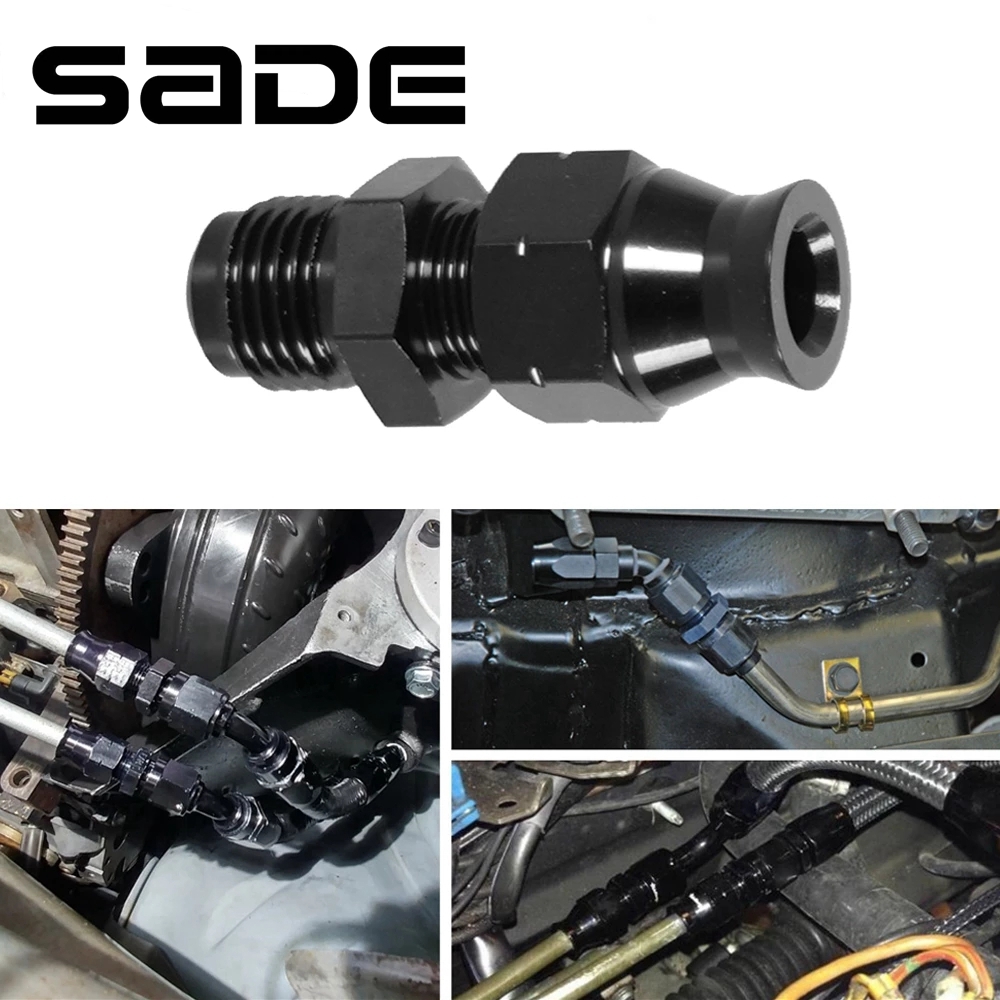 Black AN6 Fuel Hardline Tube Fitting Connector Adapter Male Flare to 3/8" or 5/16" Aluminum Alloy Fuel System