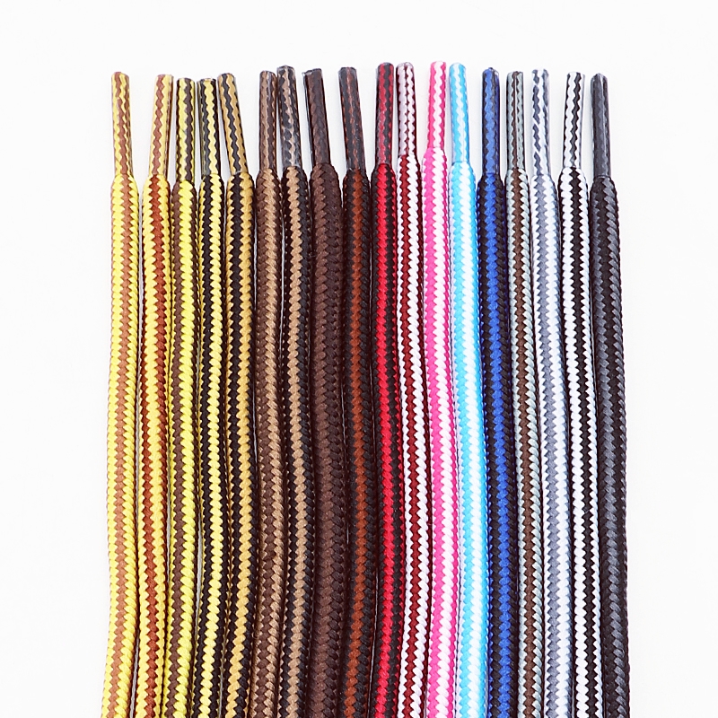 New Striped Double Color Round Shoelaces for Outdoor Hiking Leisure Boots Sneakers Casual Shoe Accessories 1 Pair