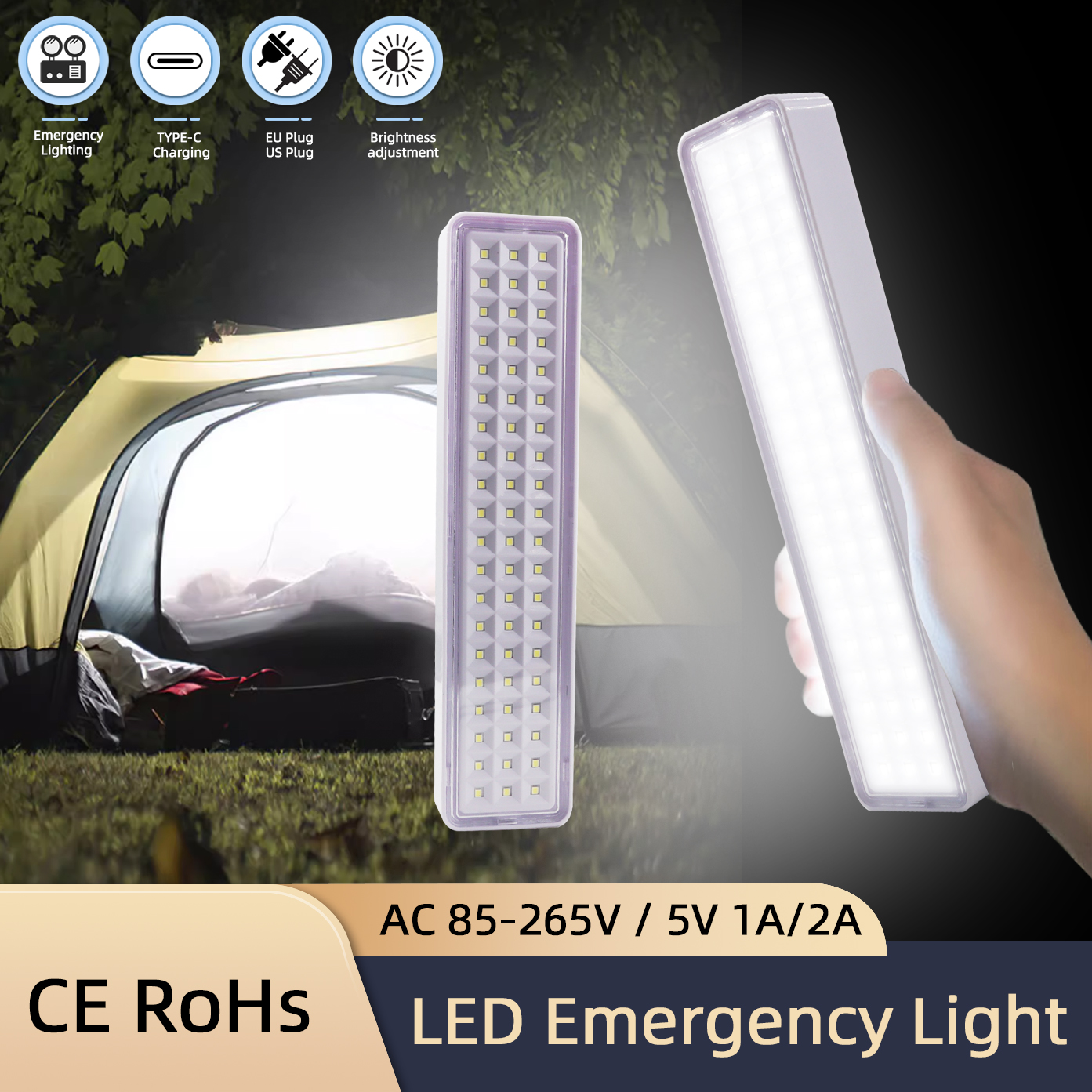 60LED Emergency Fire Fighting Lamp Portable Emergency Evacuation Light Wall-mounted Smart Home LED Bulb Dimmable Camping Lights lightify