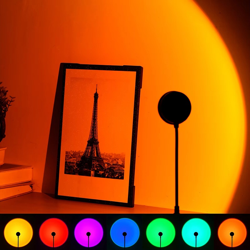 LED USB Sunset Mood Lamp RGB Projector Neon Night Light for Living Room Decor Bedroom Background Photography Wall Atmosphere