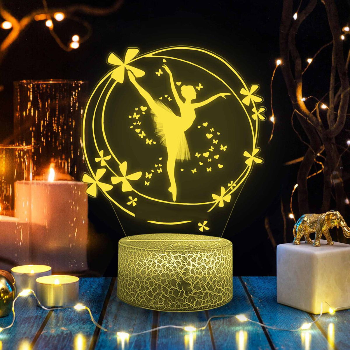 Ballet DIY 3D LED Optical Illusion Table Lamp Bedside For Children Bedroom Decor Birthday Night Light