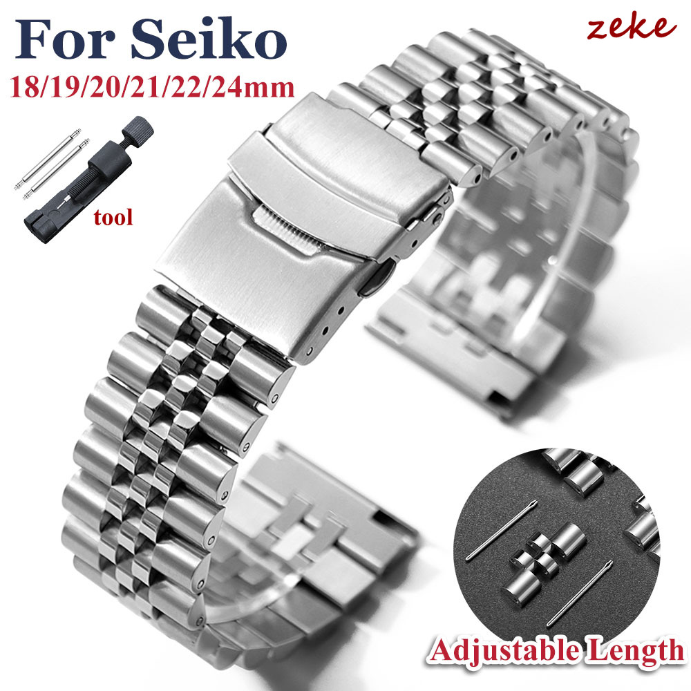 Straight End Stainless Steel Strap for Jubilee SKX007/009 Metal Watch band 18mm 19mm 20mm 21mm 22mm 23mm 24mm Bracelet