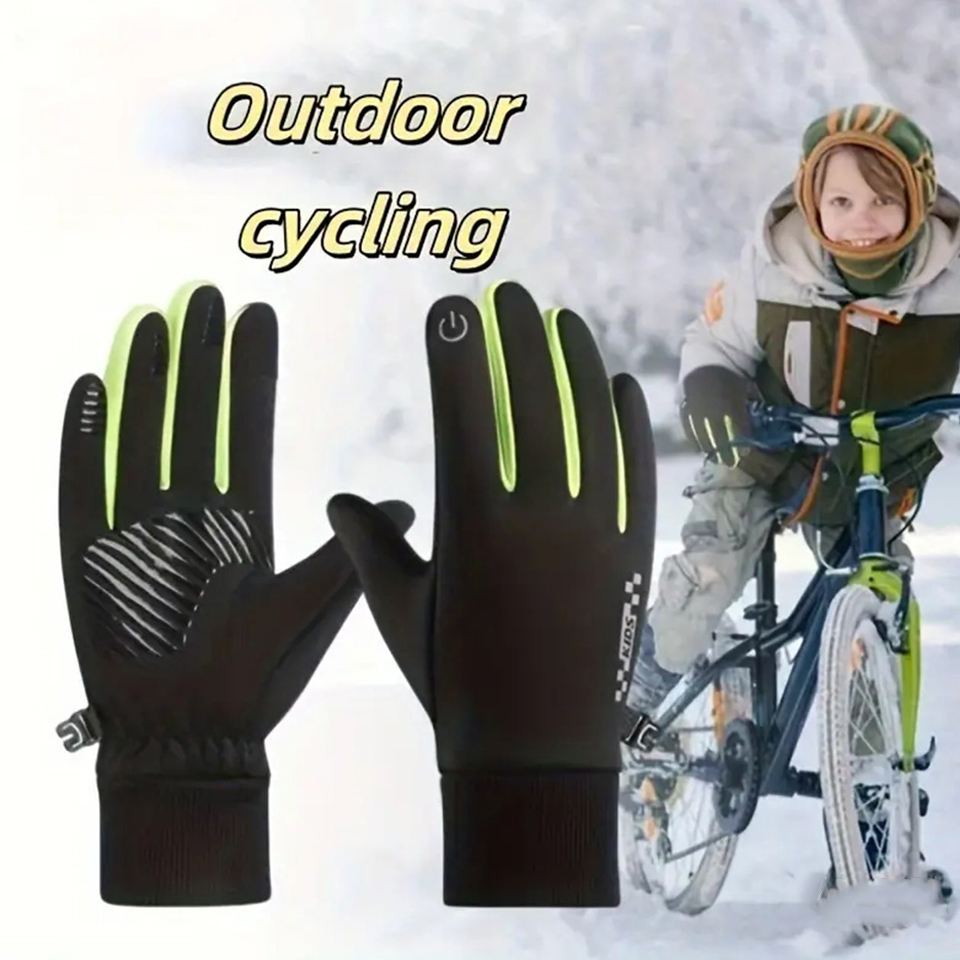 GTUBIKE 1 Pair Kids Winter Gloves, Soft Warm Touchscreen Anti-Slip Gloves for Kids Boys Girls Cycling Running Sports Outdoor