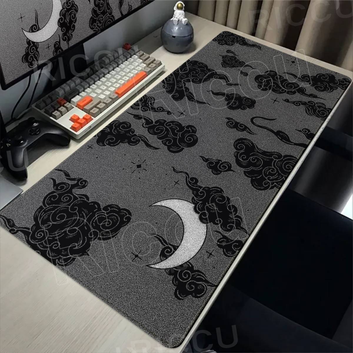 Star Moon Mouse Pad Dark Aesthetics Desk Pad Cloud Pattern Minimalist Game Equipment Accessories Deskmat Gothic Style Mousepad