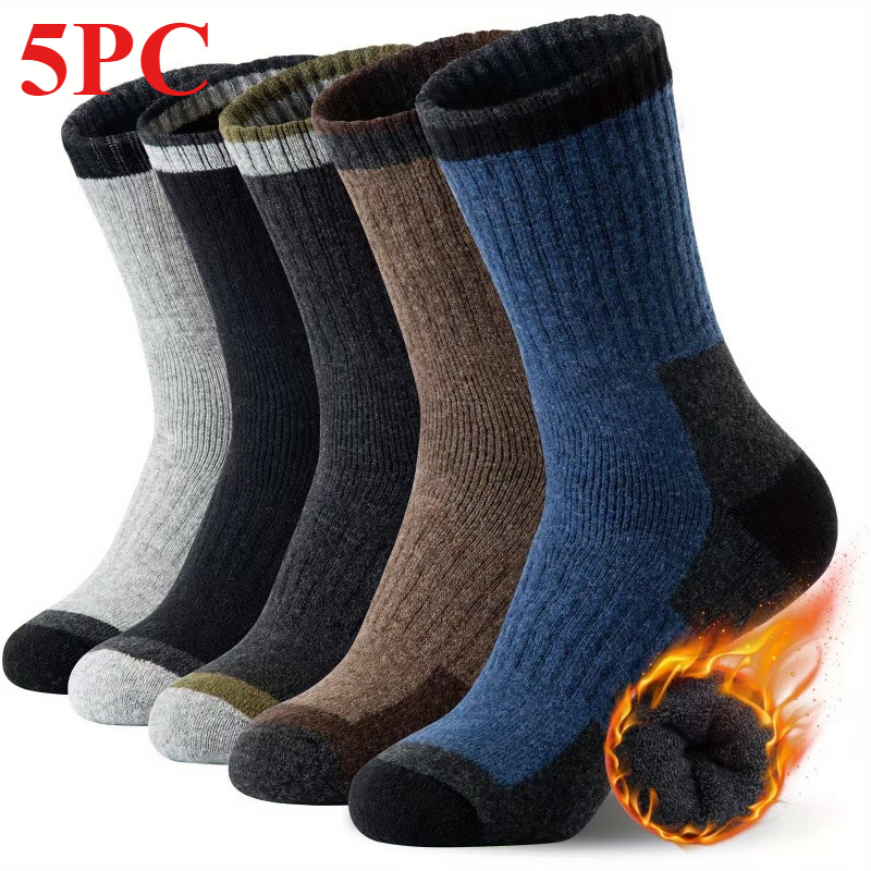 5PC Large-Size Popular Socks for Men and Women, Thickened in Winter, Velvet, Warm, Cashmere Socks, High Tube, Stockings.