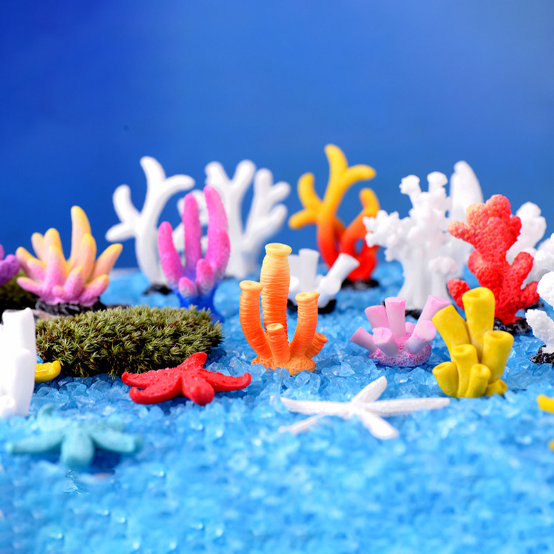 Colorful Mini Artificial Coral Cute Ornamental Fish Aquarium Decor Multicolor Resin Fashion Diy Art Craft Fish Tank Decora