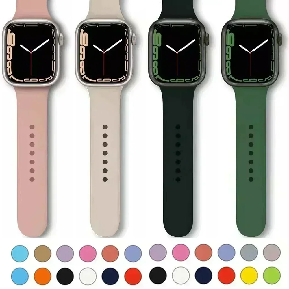 Silicone Band For Apple Watch strap 46mm 45mm 40mm 41mm 42 38mm 45mm sport bracelet iwatch series 10 9 8 7 6 5 4 SE Ultra 2 49mm