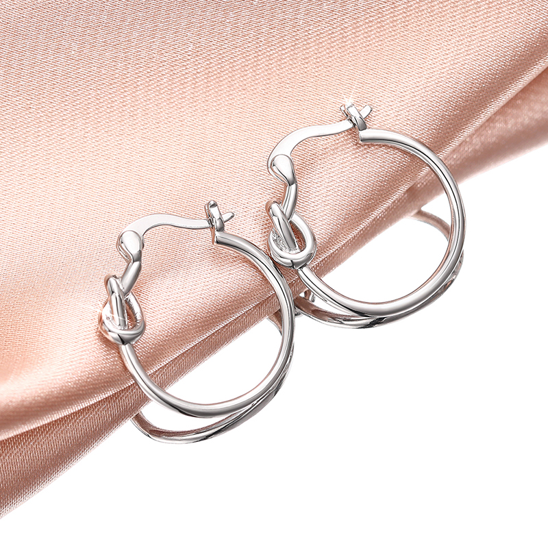 Huitan Chic Drop Earrings for Women Simple Stylish V Shaped Circle Earrings Metal Silver Color Fashion Versatile Jewelry