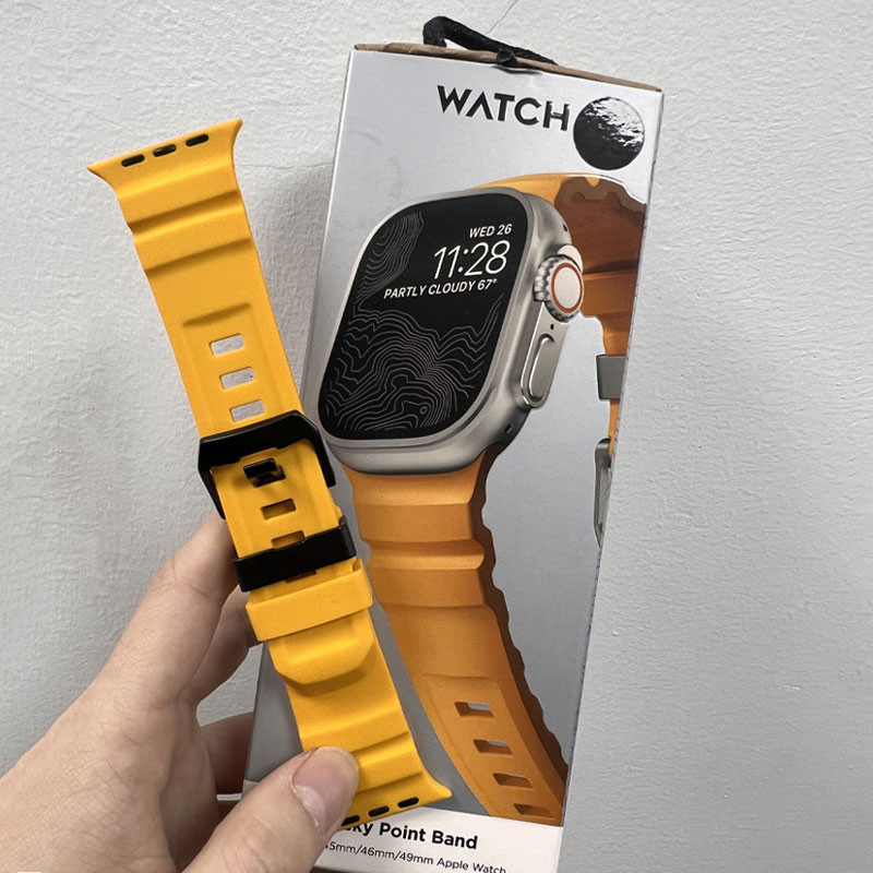 Sports Band Silicone Strap For iWatch Ultra Apple Watch 10/9/8//3/4/5/6/7 45 46 49mm Titanium Buckle For Watch 41 44 42 40 38mm