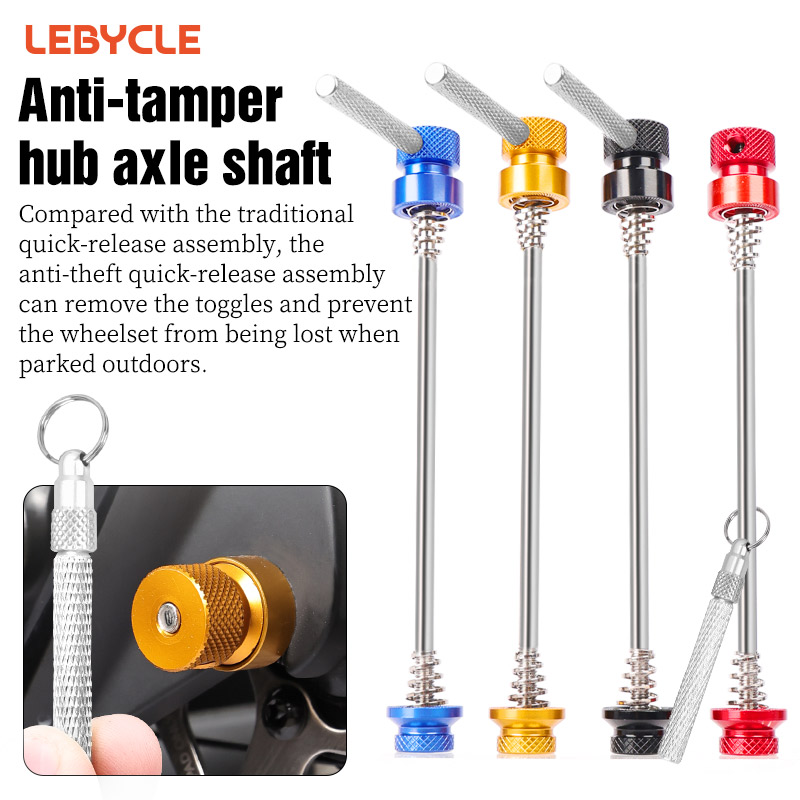 LEBYCLE MTB Road Bicycle Anti-Theft Hub Axle Shaft Bike Skewer Lever Quick Release Bike Wheel Locking Security Anti Theft Skewer