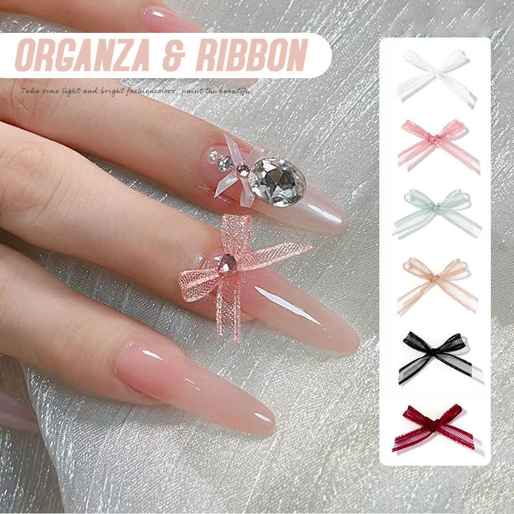 10pcs/set Ballet Style Mini Bow 3D Cute Nail Art Decorations Matte Butterfly Nails Charms Designs DIY Nail Accessories