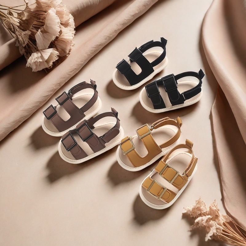 Summer New Style 0-1 Year Old Baby One Piece Buckle Sandals Casual Flat Beach Sandals Walking Shoes