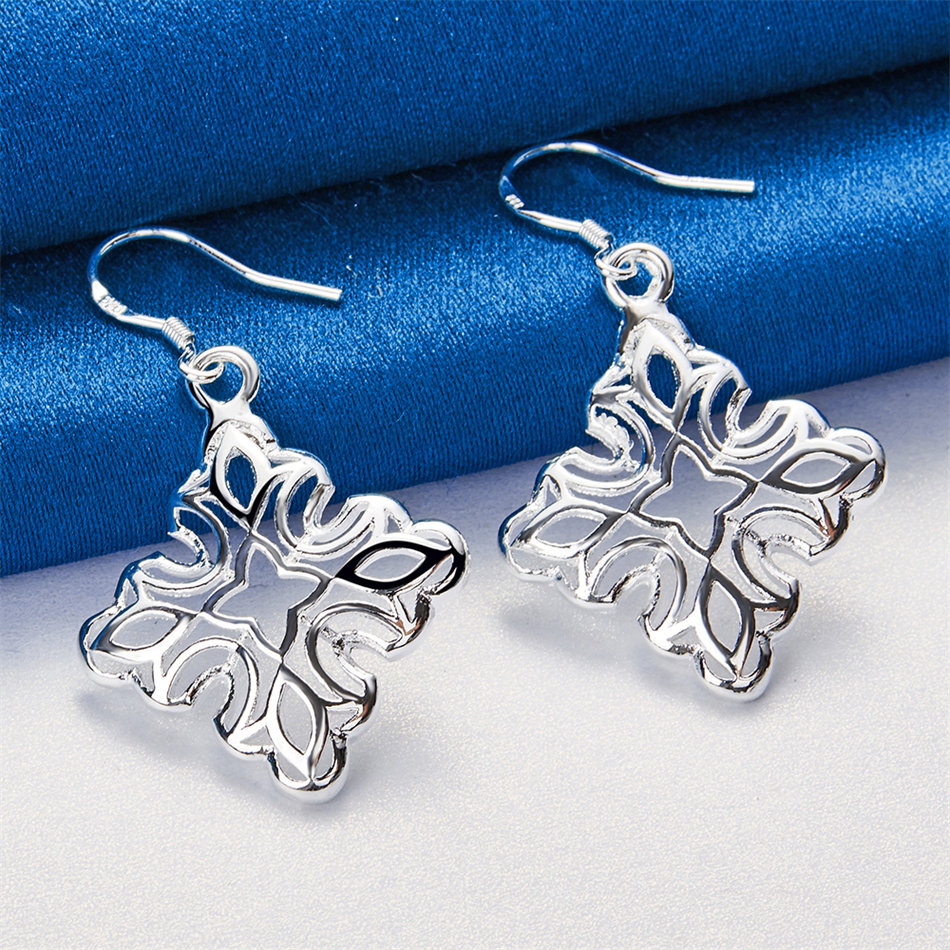 1 pair of 925 sterling silver exquisite square cross pendant earrings, feminine charm accessories, wedding jewelry pen gpt