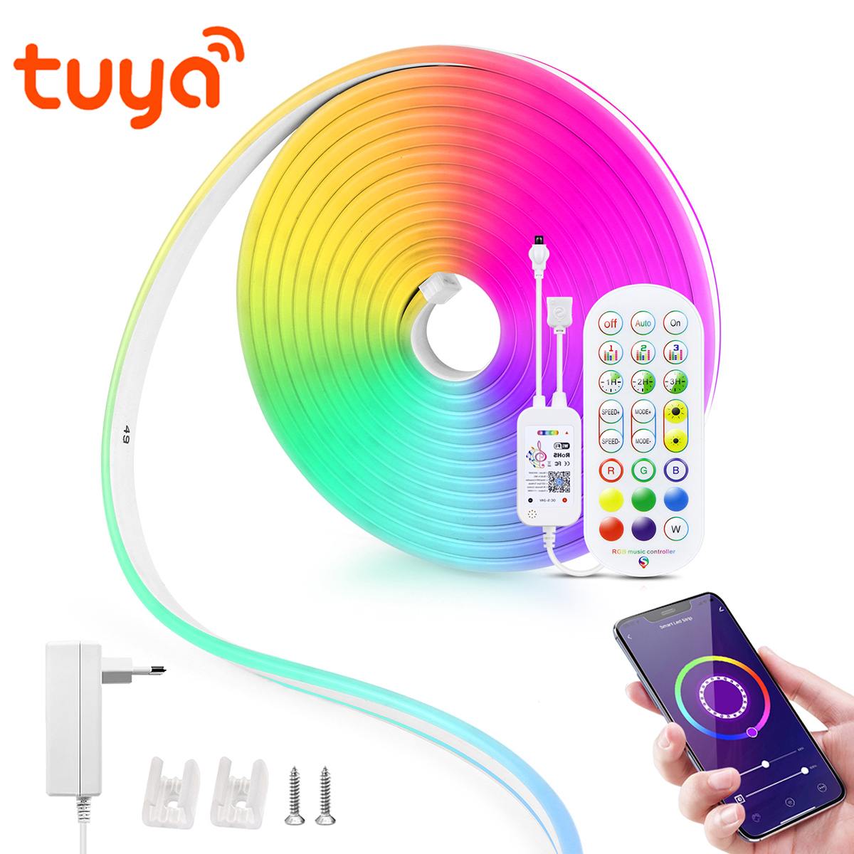 12V LED Strip Neon Lights Tuya Smart Life WiFi Bluetooth RGB Neon Sign Tape Room Decor Alexa Home Fita De LED Inteligente