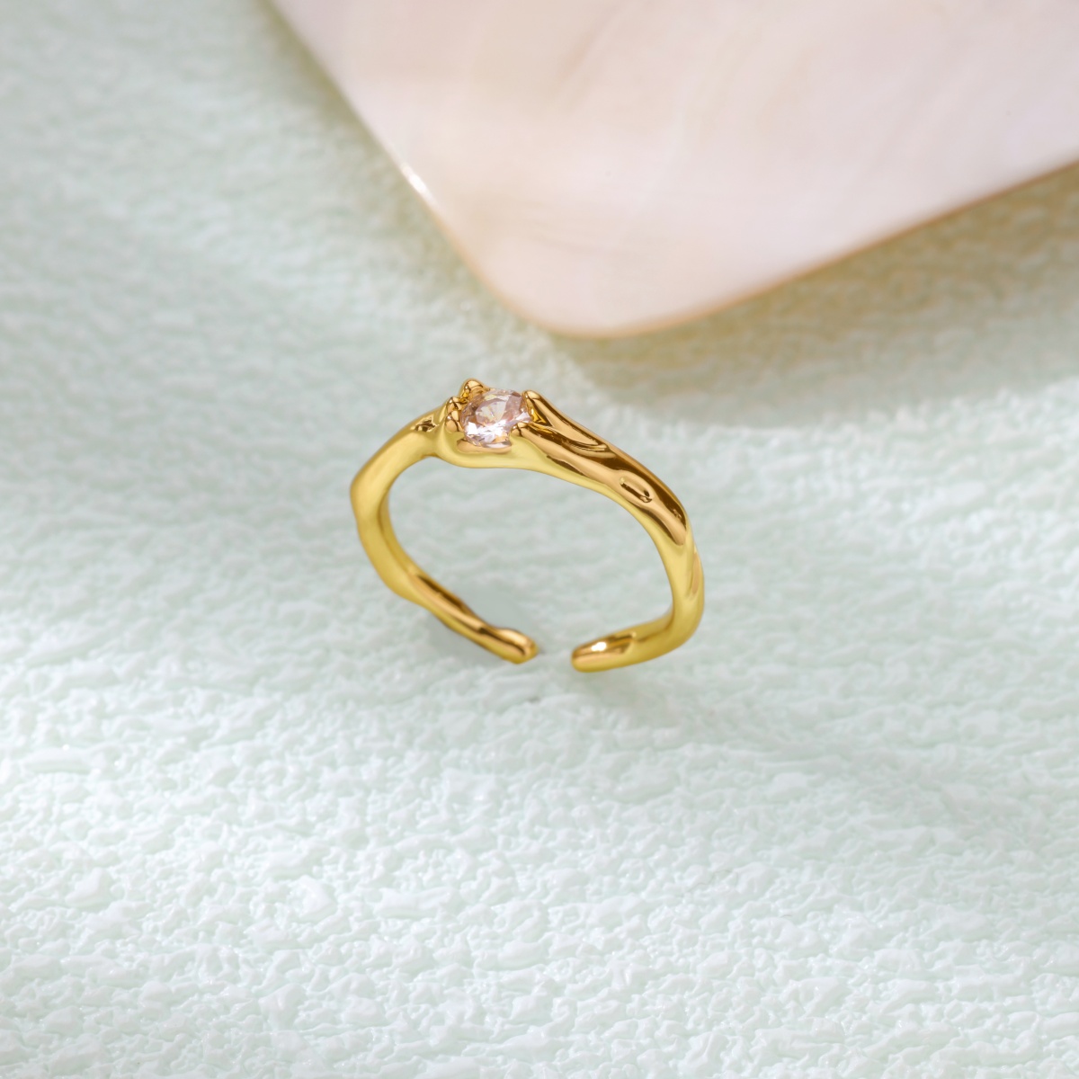 Intertwined Heart Zircon Rings For Women Open Gold Color Stainless Steel Double Layer Round Finger Rings Wedding Jewelry Gift