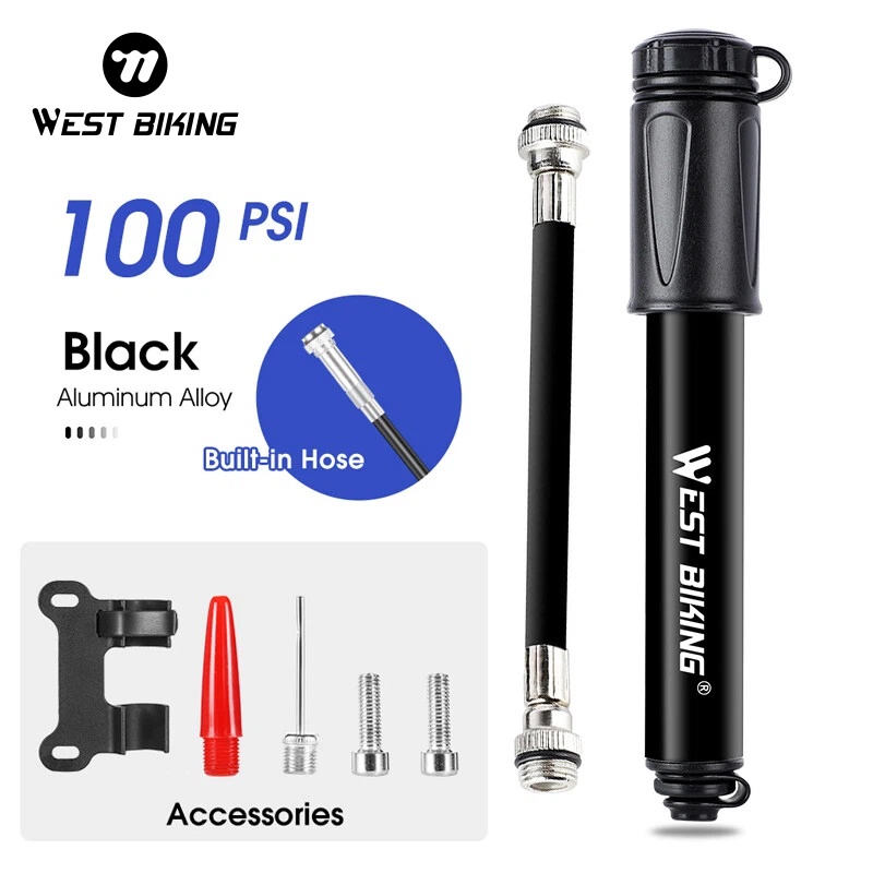 WEST BIKING Portable Bicycle Pump 160PSI Mini Aluminum Alloy Bike Pump Schrader/Presta Valve Inflator MTB Road Bike Accessories