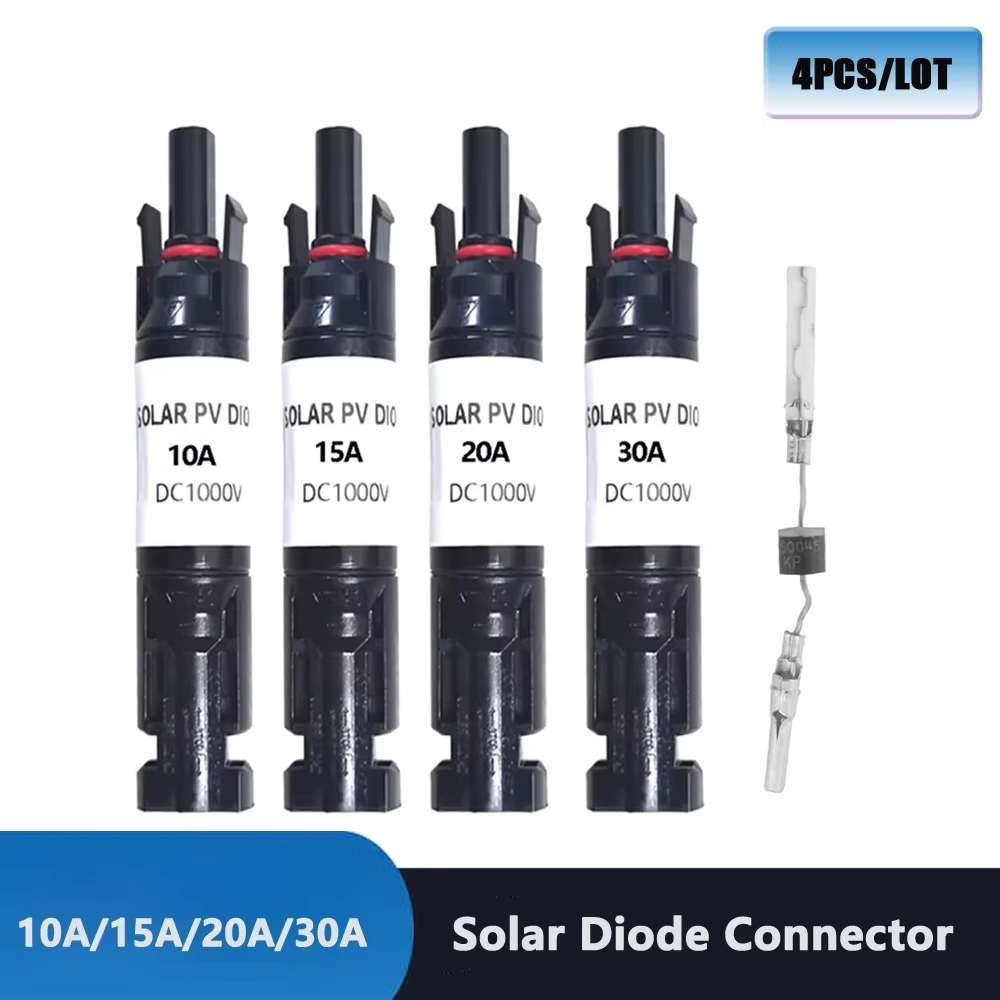 4PCS Solar DC Connector Built-into10a 15a 20a 30a Diodes For PV System Solar Panel Parallel Connection Antireflux Protection