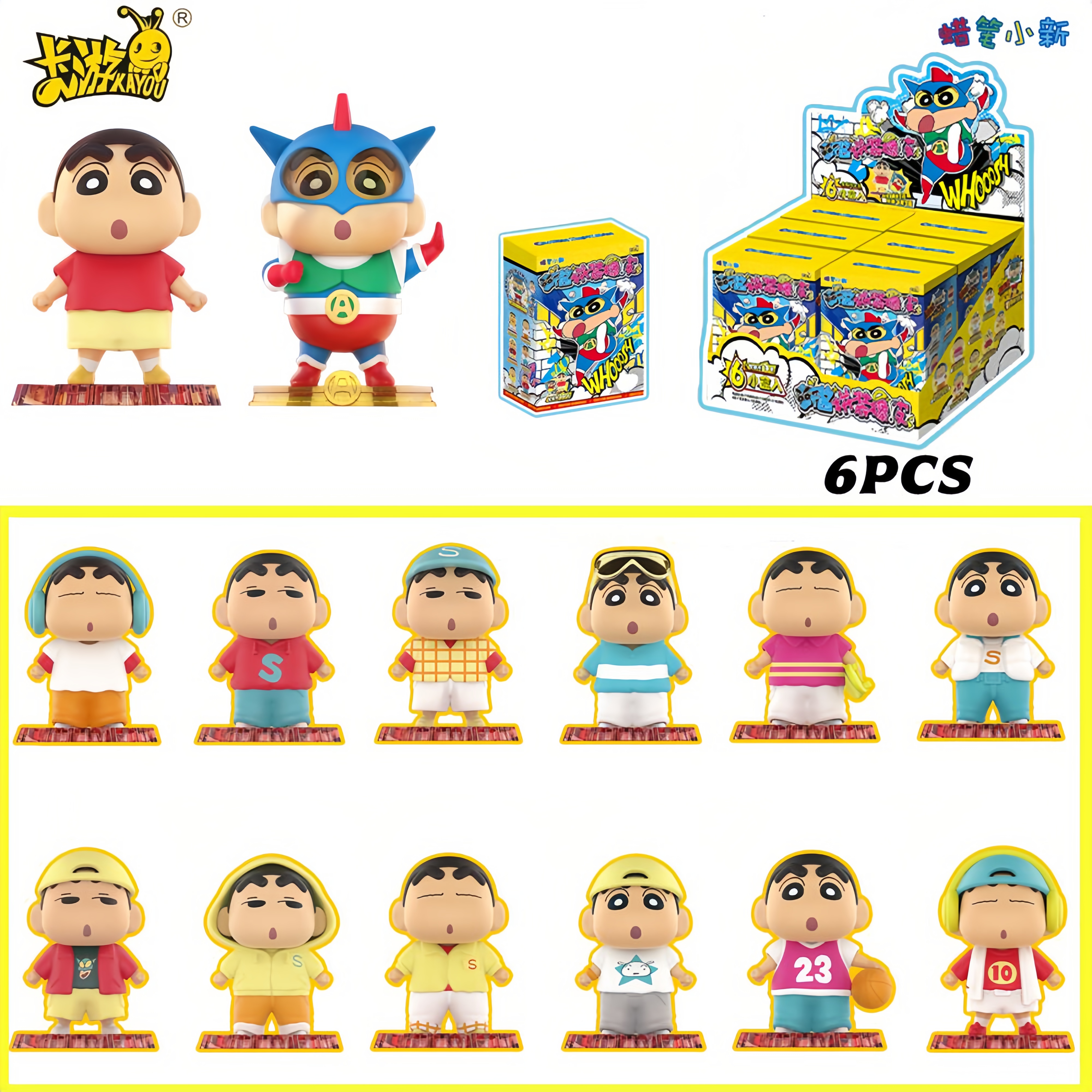Genuine Kayou Crayon Shin-chan Building Block Eraser Figure Blind Box Anime Peripheral Card Doll Collectible Eraser Toy for Kids
