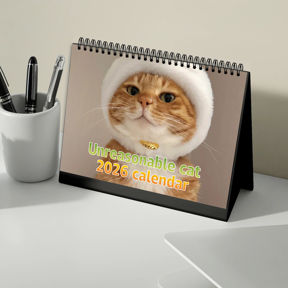 1pc 2026 Yearly Calendar Costumed Cat,Cute Kitten Theme,Perfect Gift for Birthdays Christmas New Years,12-Month Desktop Planner