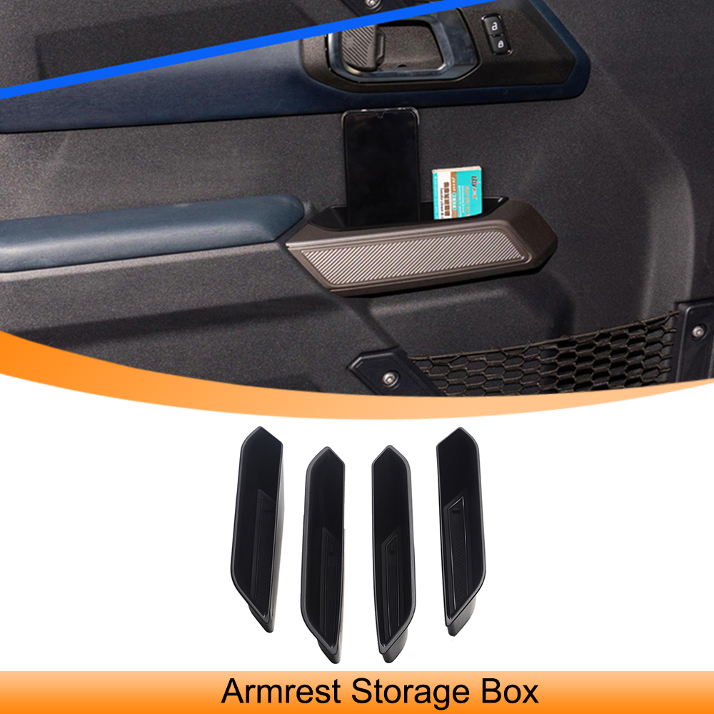 for Ford Bronco 2021 2022 2023 2/4Doors Front Rear Door Side Armrest Organizer Insert Handle Storage B Container Accessories