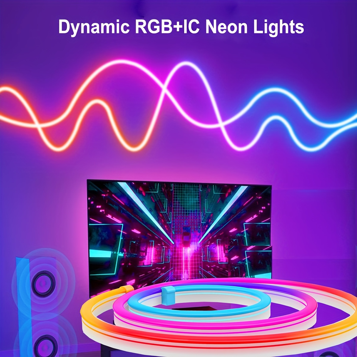 Smart WiFi RGBIC Neon LED Strip Light 5V USB,Dreamcolor Chasing & Music Sync,Alexa/ Voice Control, Room/Party/Gaming Decor lightify