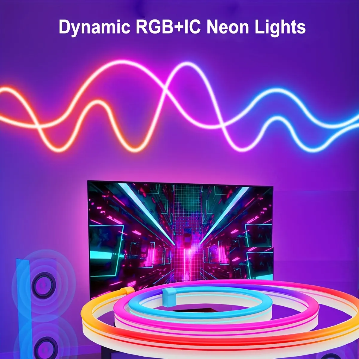 Smart WiFi RGBIC Neon LED Strip Light 5V USB,Dreamcolor Chasing & Music Sync,Alexa/ Voice Control, Room/Party/Gaming Decor lightify - image 1
