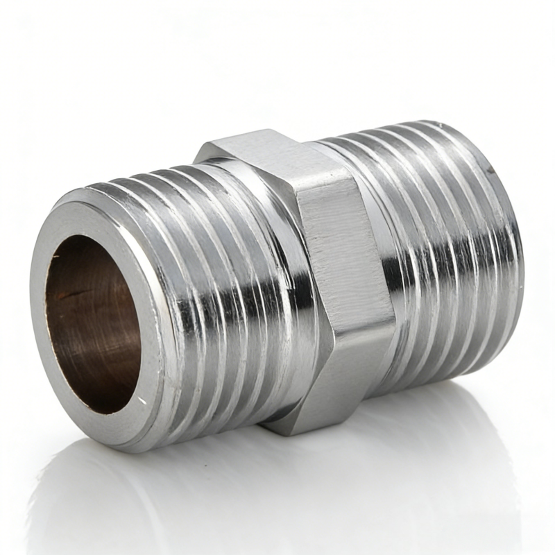 Stainless Steel/Brass Double Male Nipple Connector, 1/4"1/2" 1" External Thread Straight Pipe Fitting for Plumbing
