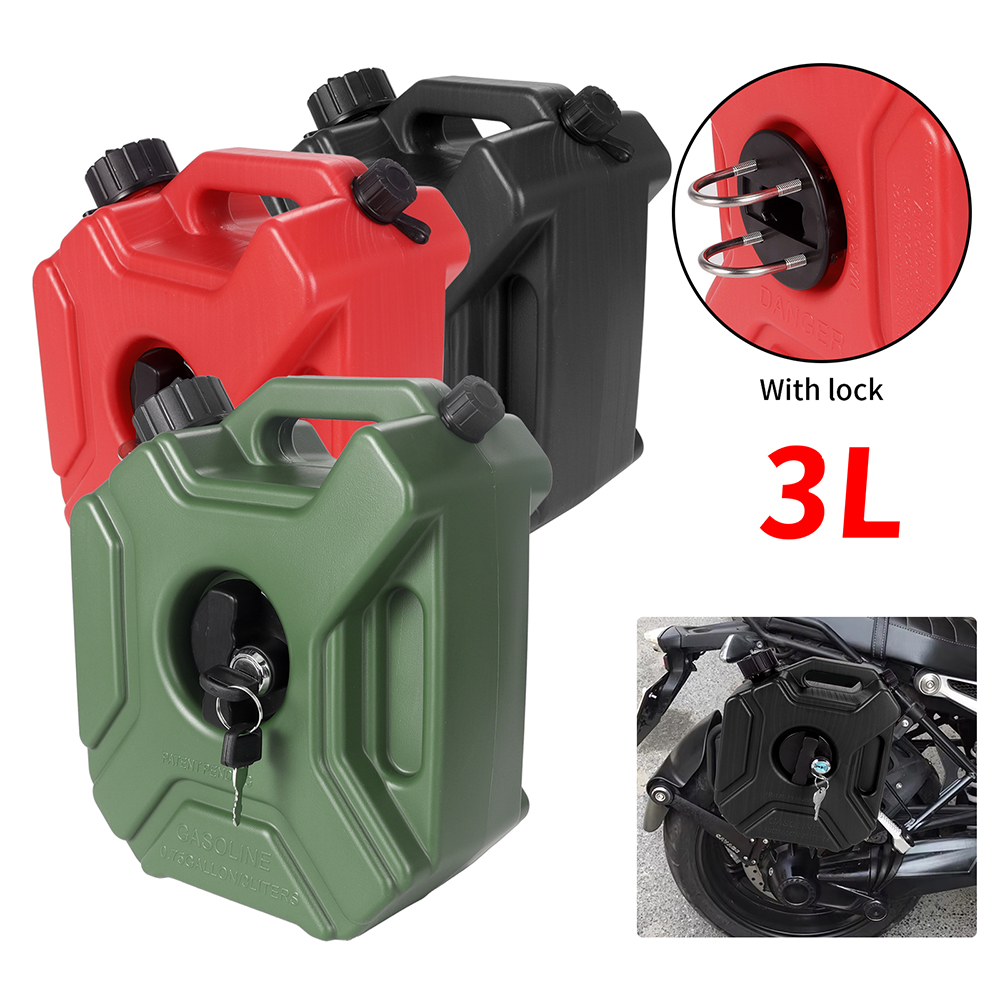 0.75 Gallon 3L Gas Tank Portable Backup Oil Can Motorcycle Spare Fuel Tank Barrel Fits for Most Motorcycle SUV ATV
