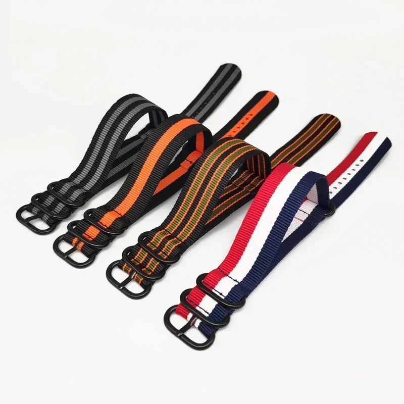 Nylon Strap 18mm 20mm 22mm 24mm Solid Bracelet Fabric Nylon Watch Straps Woven Straps Bands Black Buckle Belt