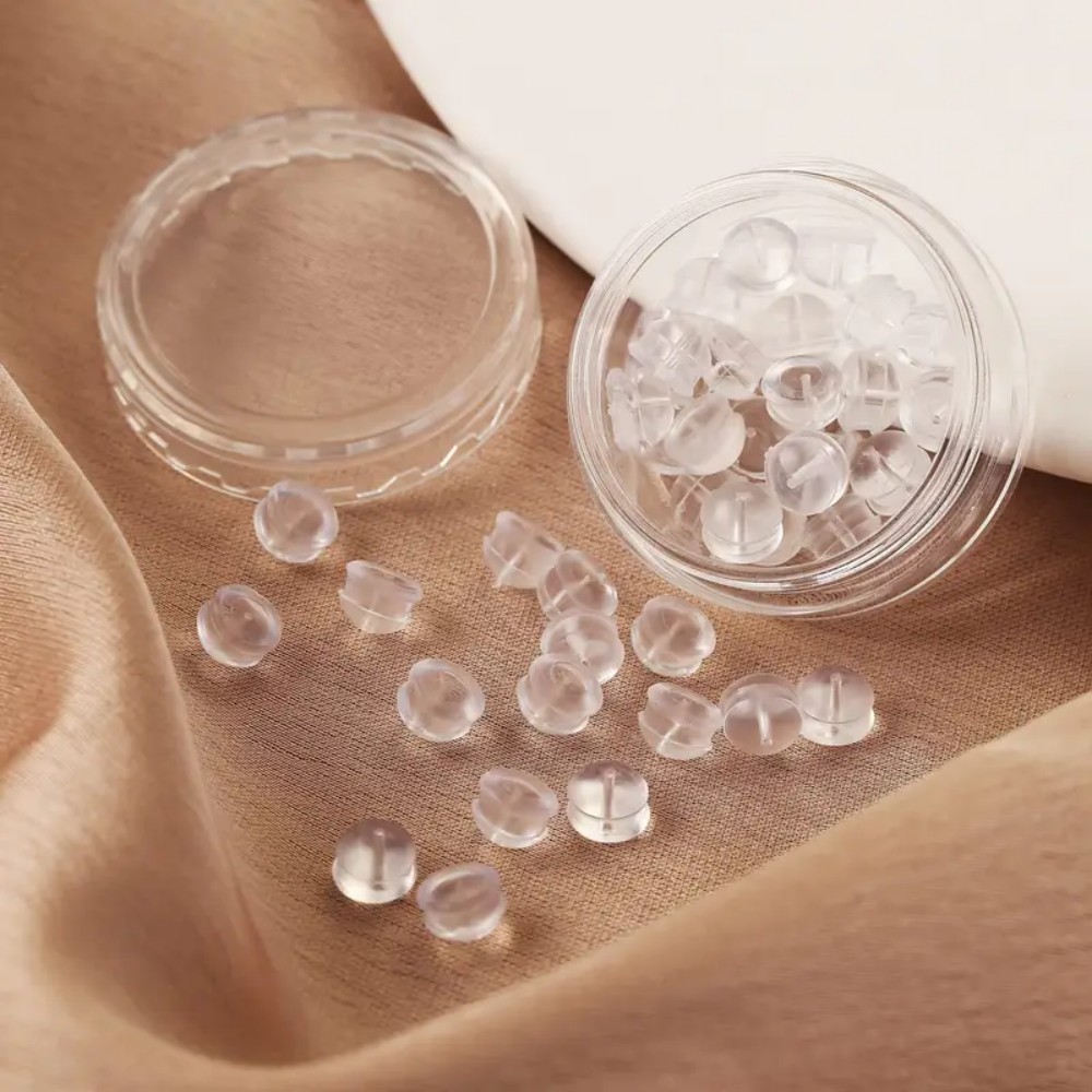 30pcs Hypoallergenic Silicone Earring Backs Soft Clear Rubber Stoppers Comfortable & Secure Fit Transparent Y2K