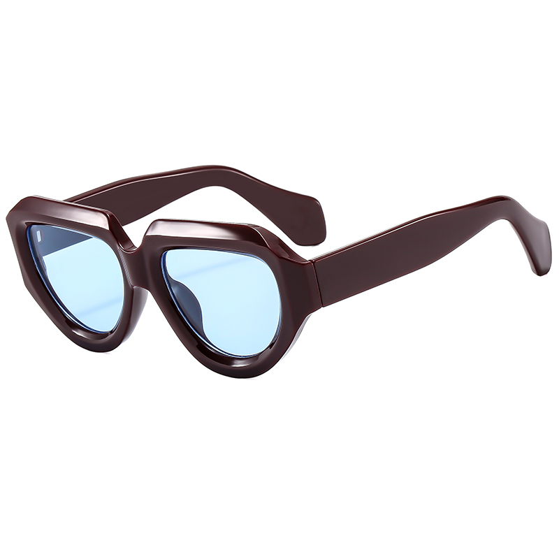2024 New Fashion Trend Retro Cut Edge Oval Wide Mirror Leg Sun Glasses Polygonal Personalized Large Frame Sunglasses