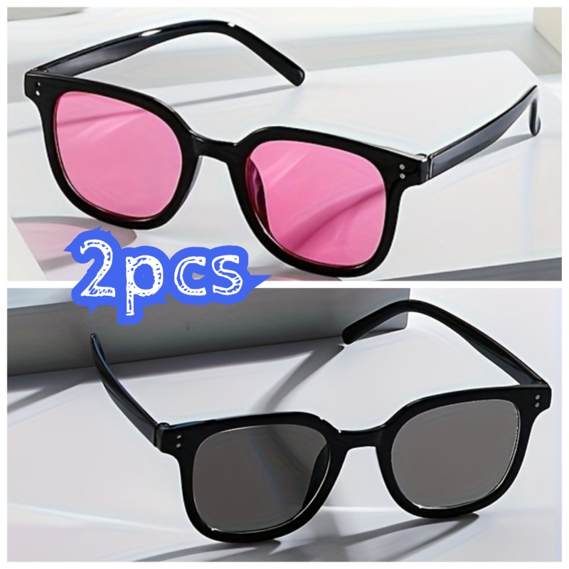 2 Pairs Stylish Retro Glasses Unisex, perfect for street shooting, parties, music festivals & gifting