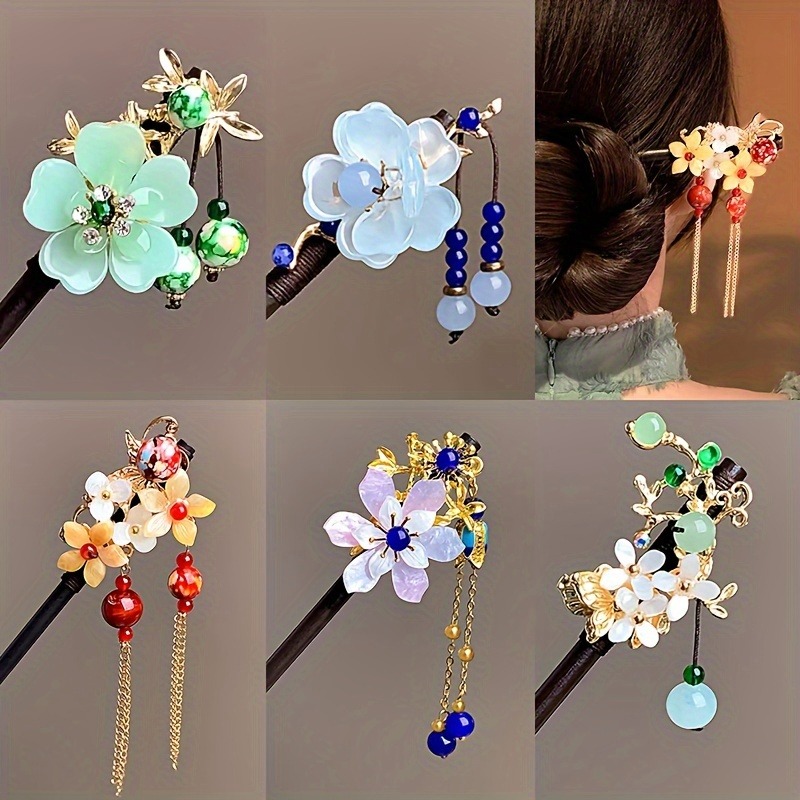 1pc Elegant Wooden Hairpin Set Simple Solid Color Headband Hair Coiling Tool Hanfu Dress Accessories Women's Hair Accessories