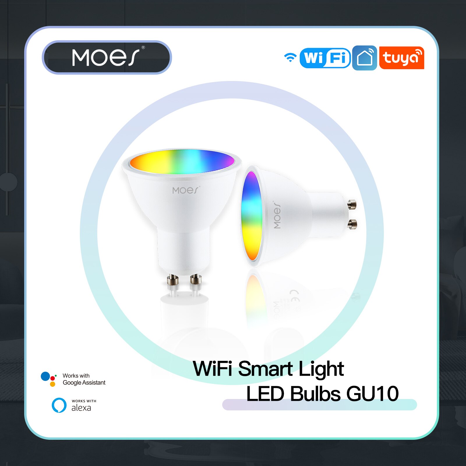 MOES GU10 WiFi Smart LED Bulbs RGBW C+W White Dimmable Lamps Tuya APP Remote Control Light Bulbs Work with Alexa/