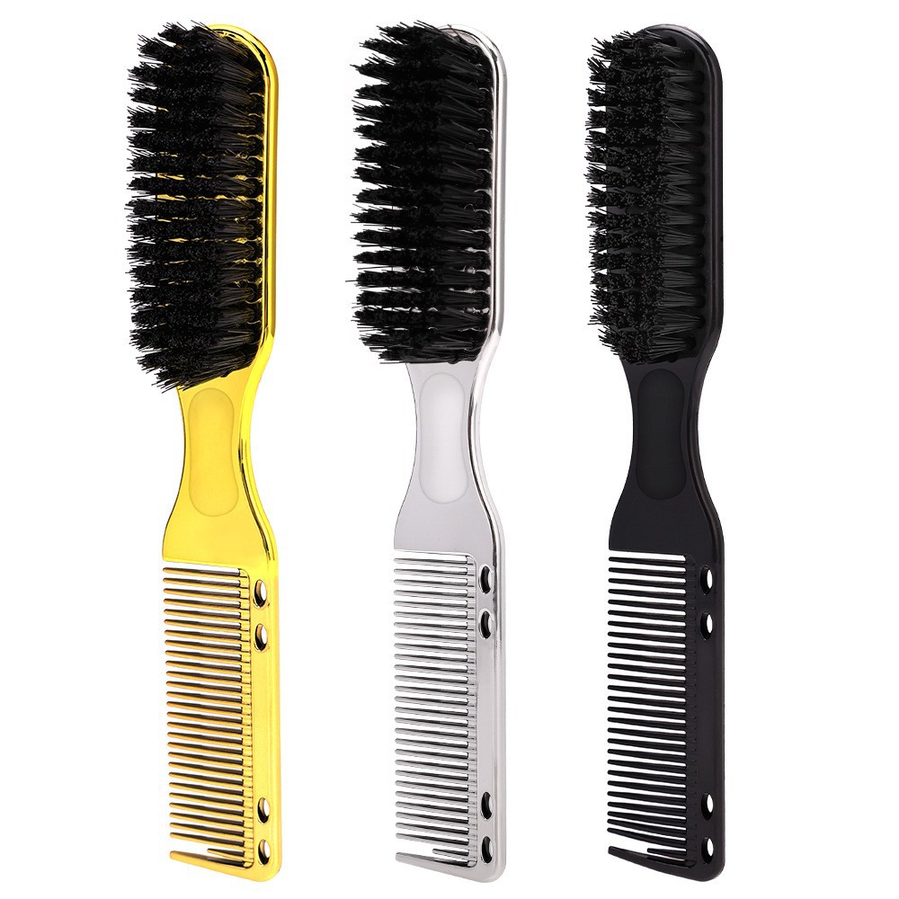 Salon Double-sided Men's Beard Brush Black Small Beard Styling Brush Pro Shave Beard Cleaning Brush Barber Styling Tool Supplies