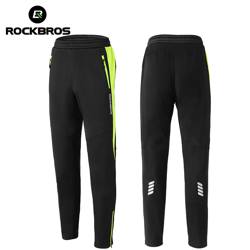 ROCKBROS Winter Autumn Cycling Pants Men Windproof Thermal Fleece Keep Warm Bike Pants MTB Road Sports Cycling Long Trousers