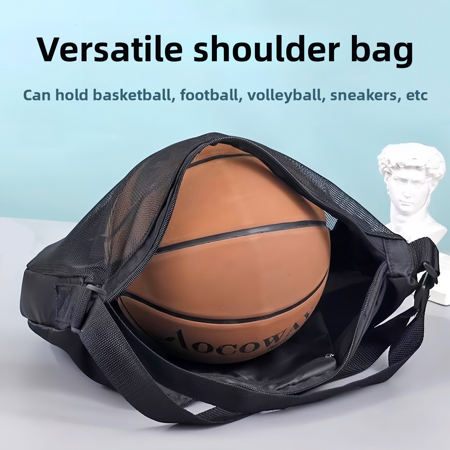 Lightweight Mesh Basketball Bag - Portable Shoulder Sports Sack for Soccer Volleyball, Fits Size 7 Ball, Breathable & Easy Carry